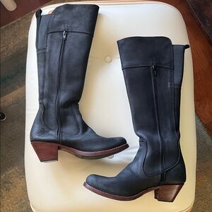 Adelante Black Leather Boots, Size 10